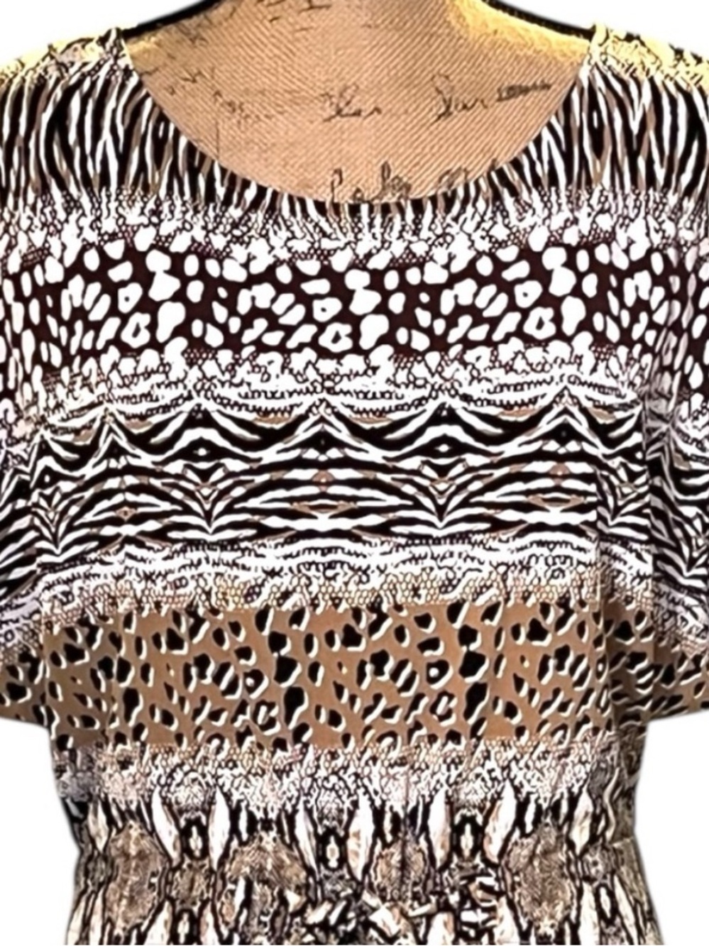 Rafaella Mixed Animal Print Maxi Smocked Waist Belt Tall L - Picture 4 of 15